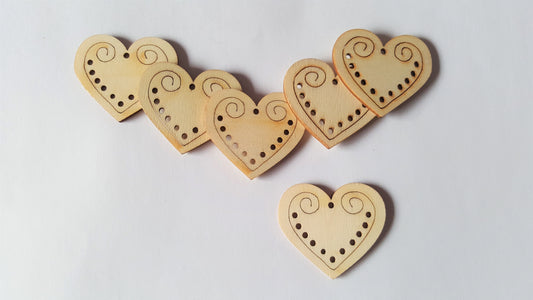 50mm wooden heart shapes