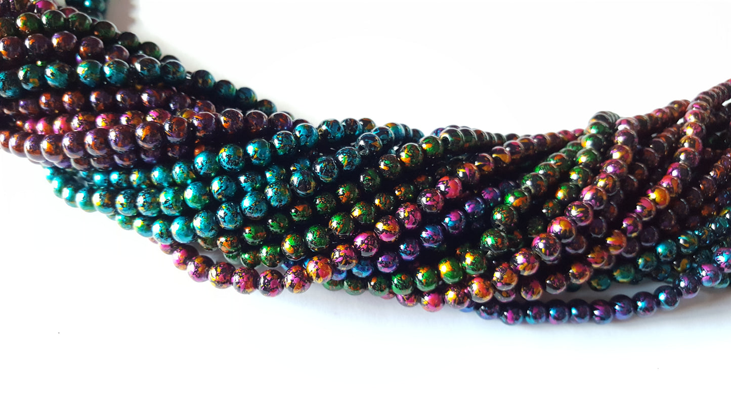 6mm painted baked glass beads