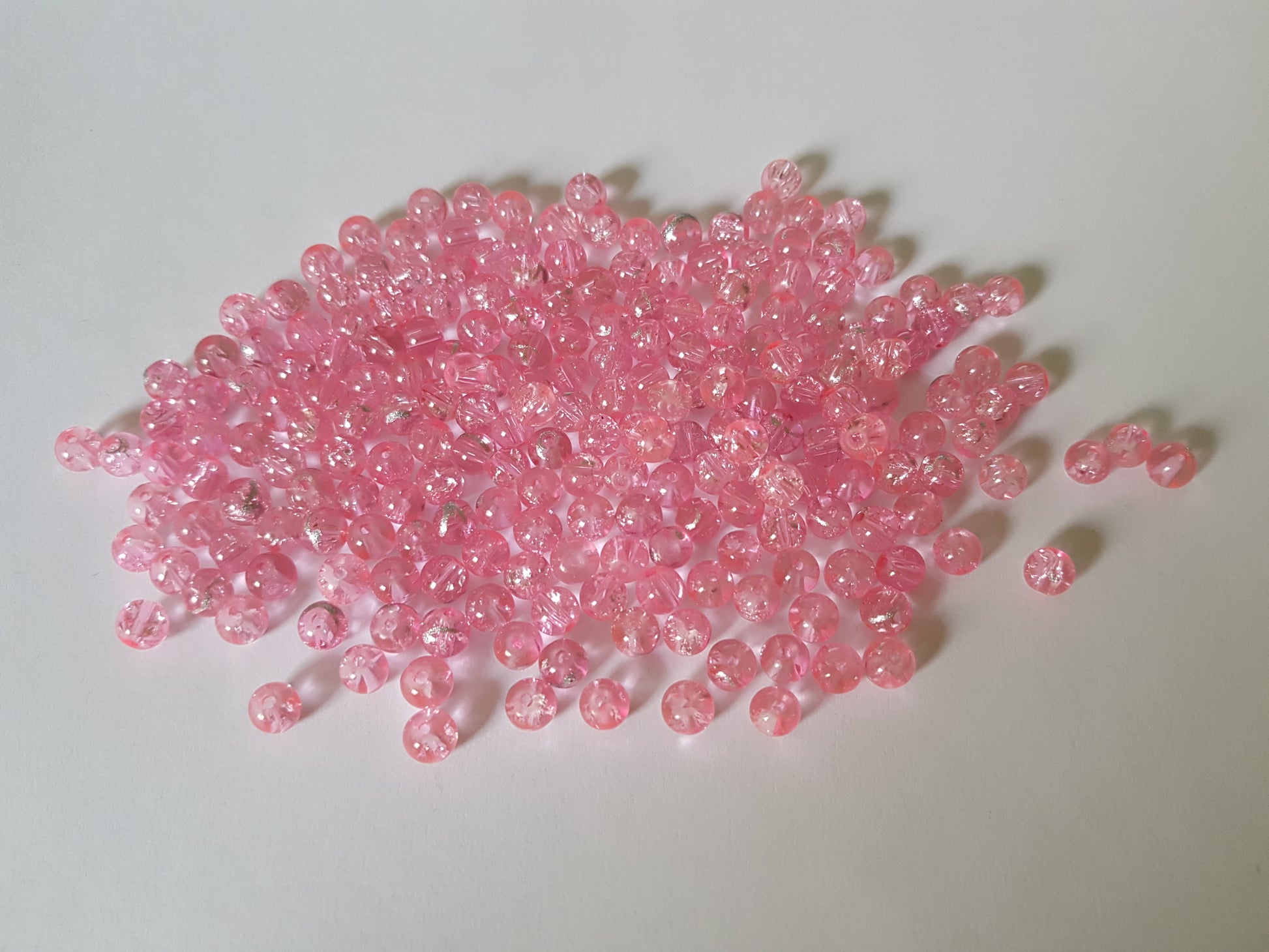 6mm drawbench crackle beads - pink