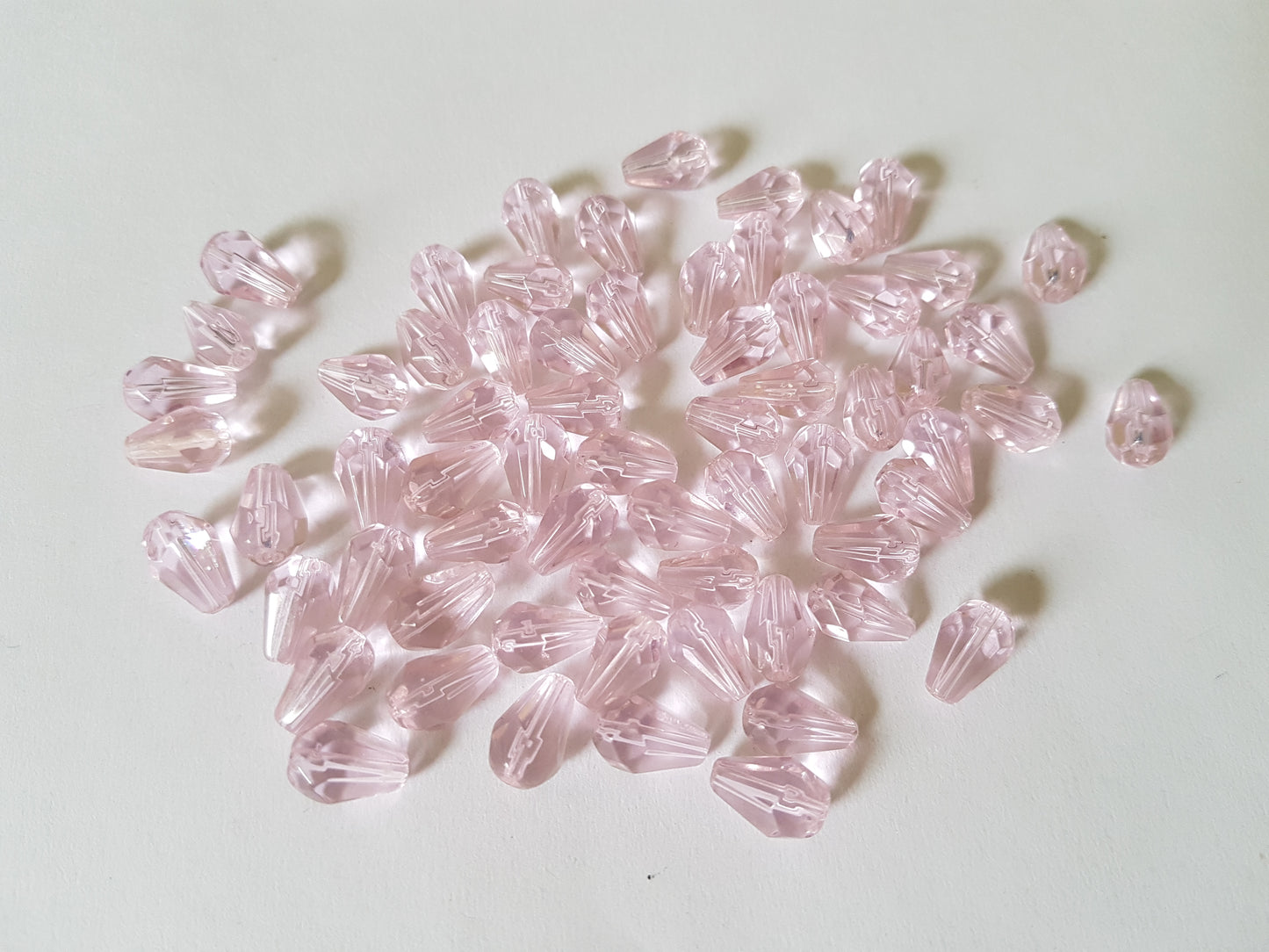 10mm faceted glass drop beads - pink