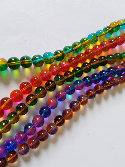 8mm 2-tone round glass beads