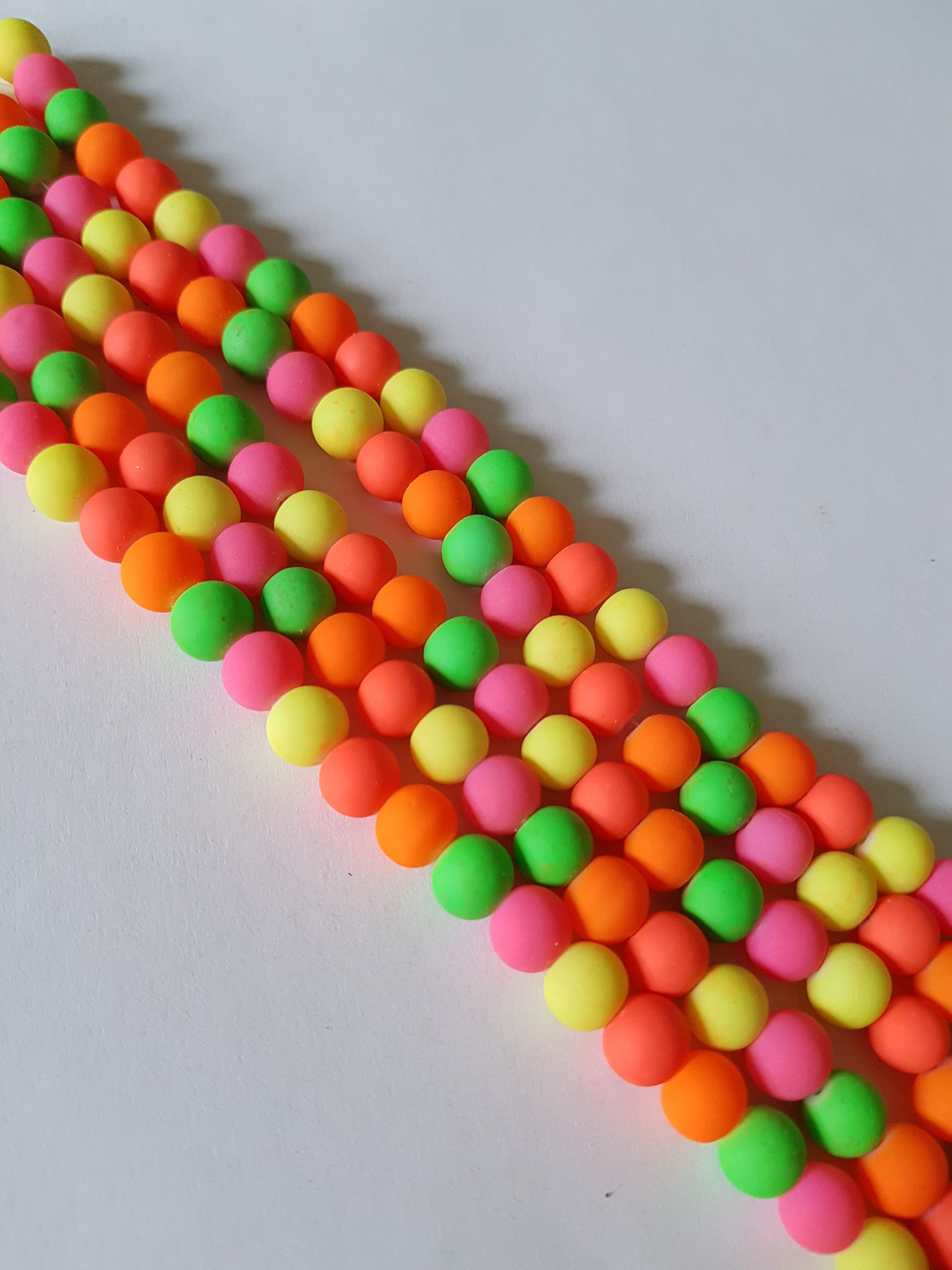 8mm neon glass beads - mixed colour