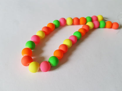 8mm neon glass beads - mixed colour