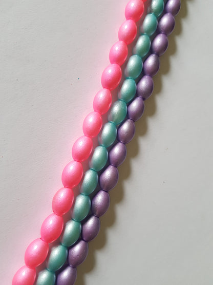 11mm pastel glass oval beads 