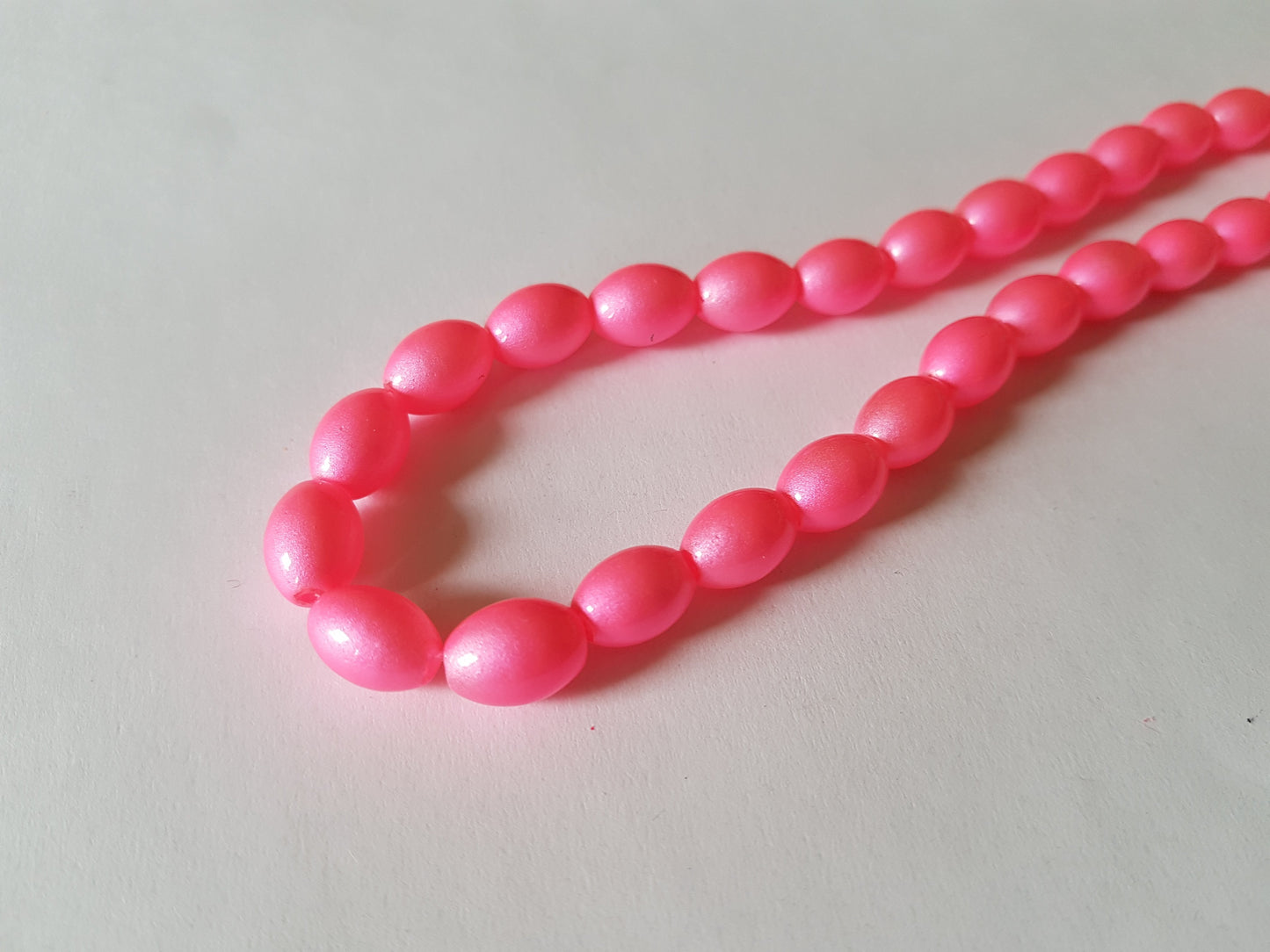 11mm pastel glass oval beads - pink