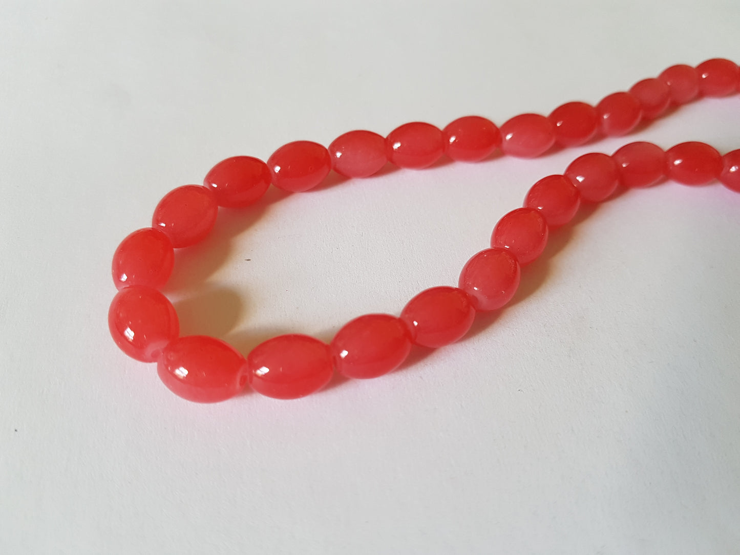 11mm imitation jade glass oval beads - cherry