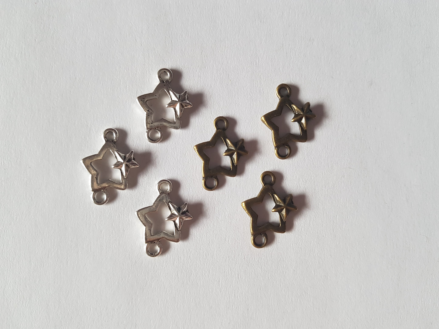 10 x Tibetan Style Connector Pendants - Star - 18.5mm - Antique Bronze Plated