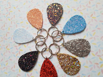 faux leather glitter drop keyrings