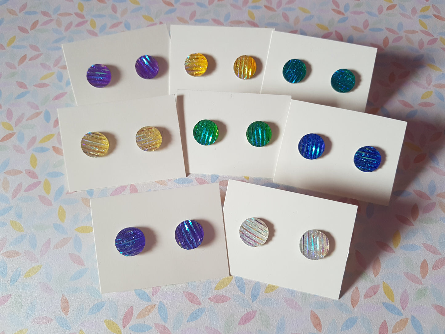 Rainbow Stripe Druzy Stud Earrings | Colourful Resin Circle Earrings | Fun Statement Jewelry | Gift for Her