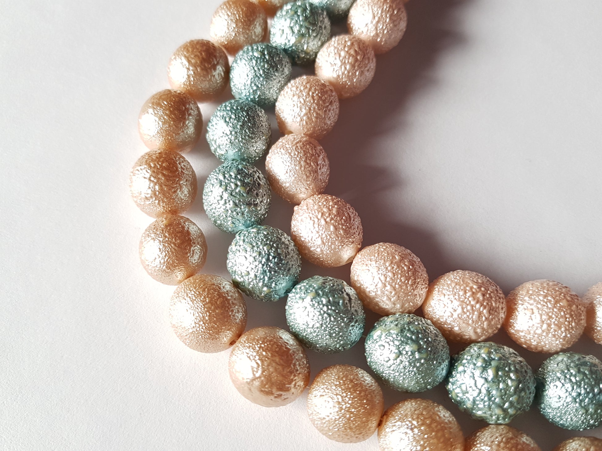 12mm matte effect glass pearl beads - ovals