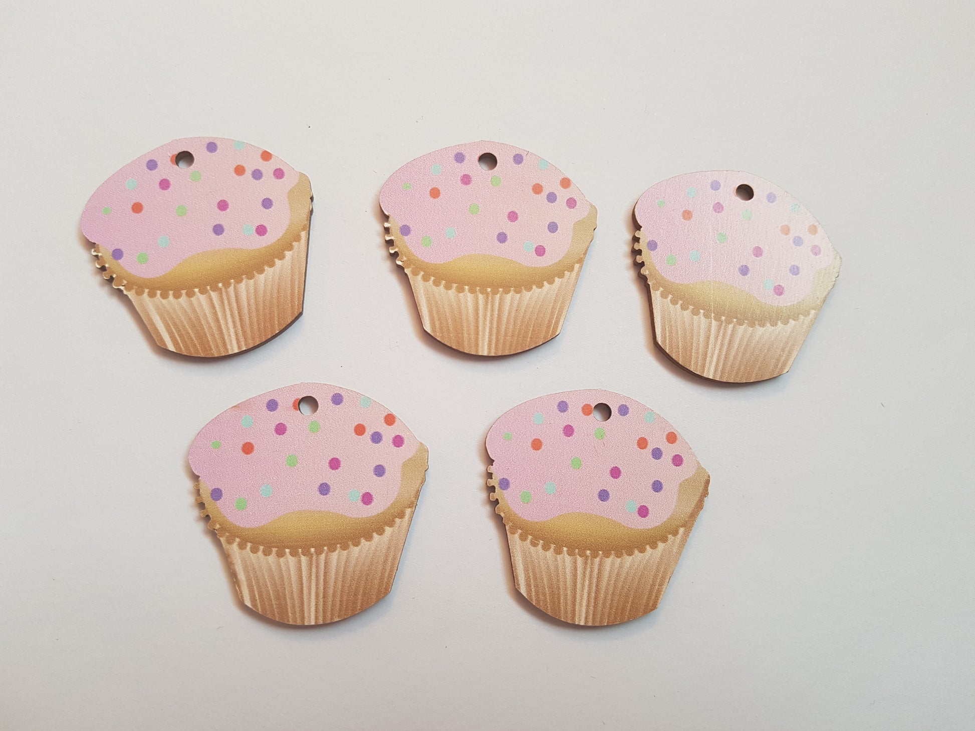 printed wooden cupcake shapes