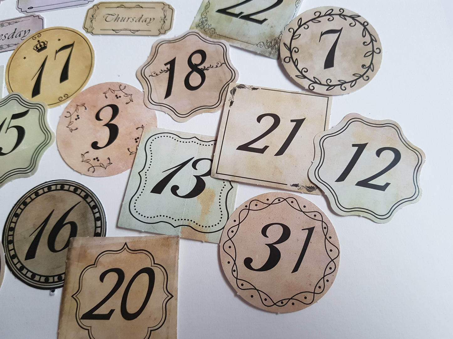 retro dates calender sticker set