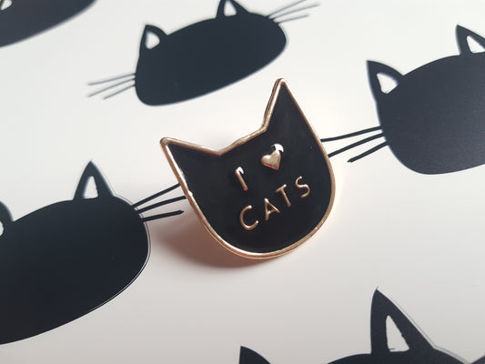 enamel pin badge - i (heart) cats 