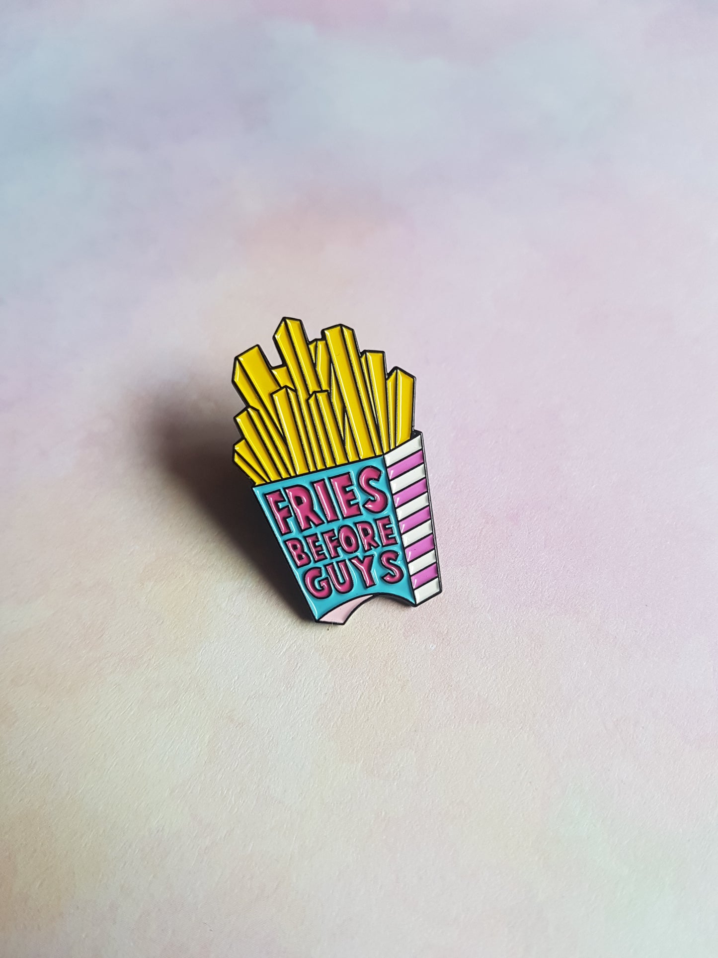 enamel pin badge - fries before guys