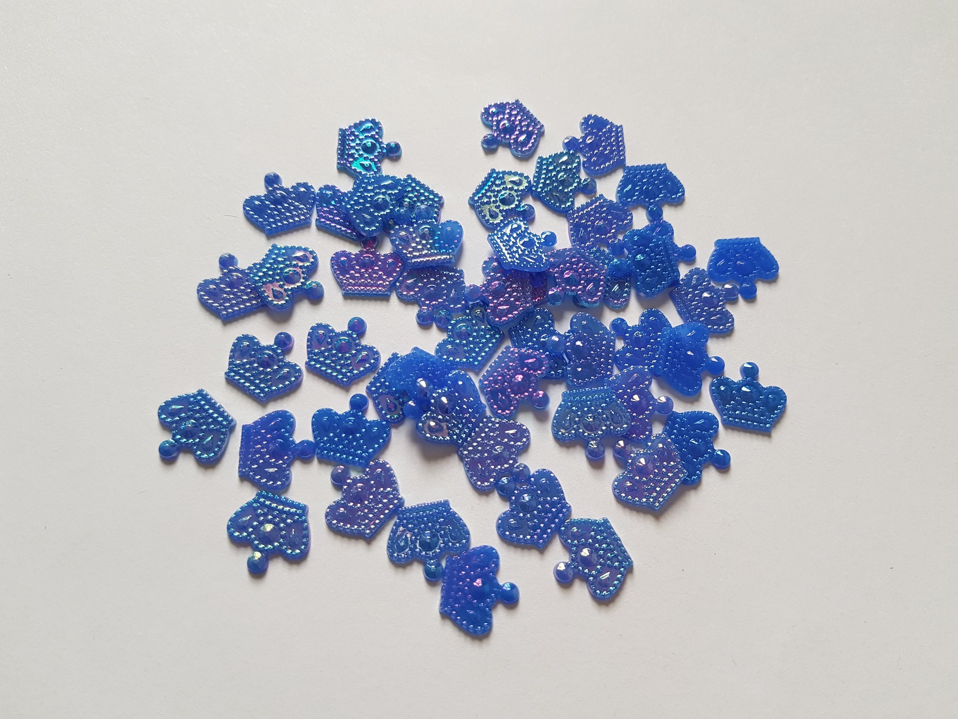 12mm AB crown cabochons - blue 