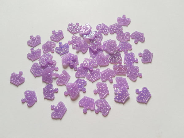 12mm AB plated crown cabochons - purple 