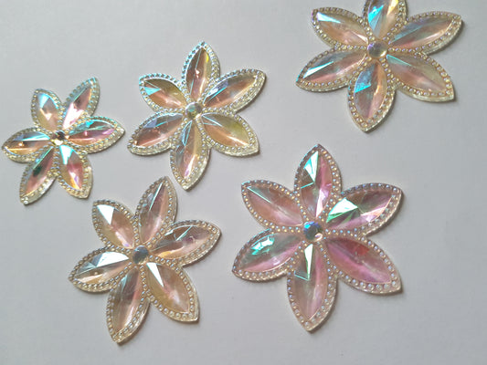 46mm acrylic flower cabochons - clear