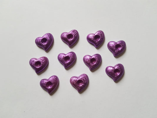 16mm acrylic heart cabochons - purple 