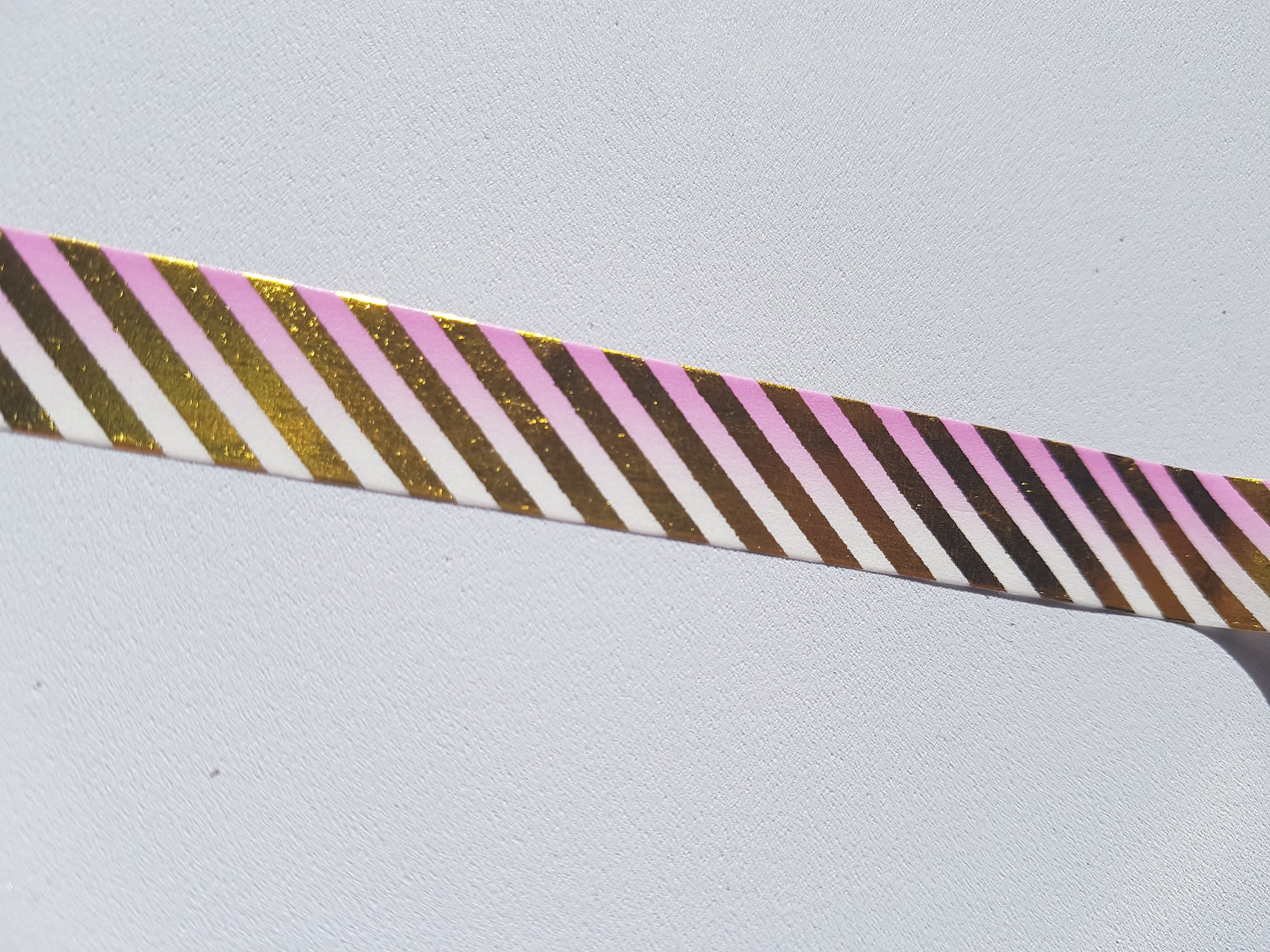 10m washi tape - 15mm - metallic - stripes - pink & gold 