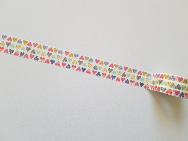 5m washi tape - 20mm - patchwork hearts