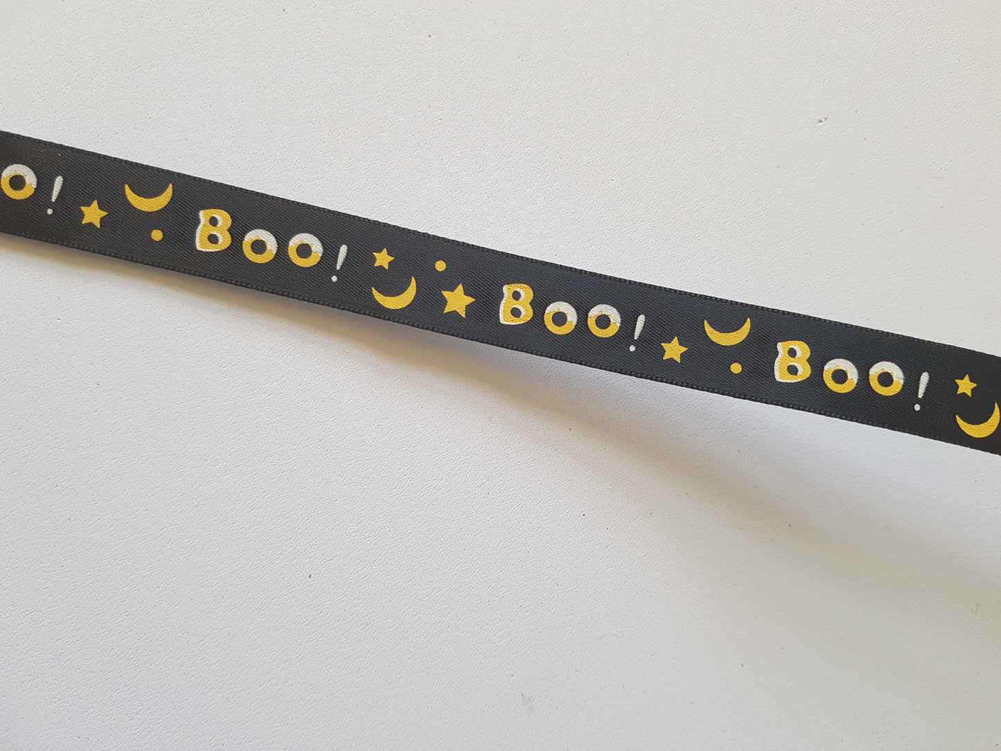 15mm satin ribbon tape - halloween - boo 