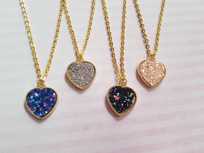 druzy heart necklaces