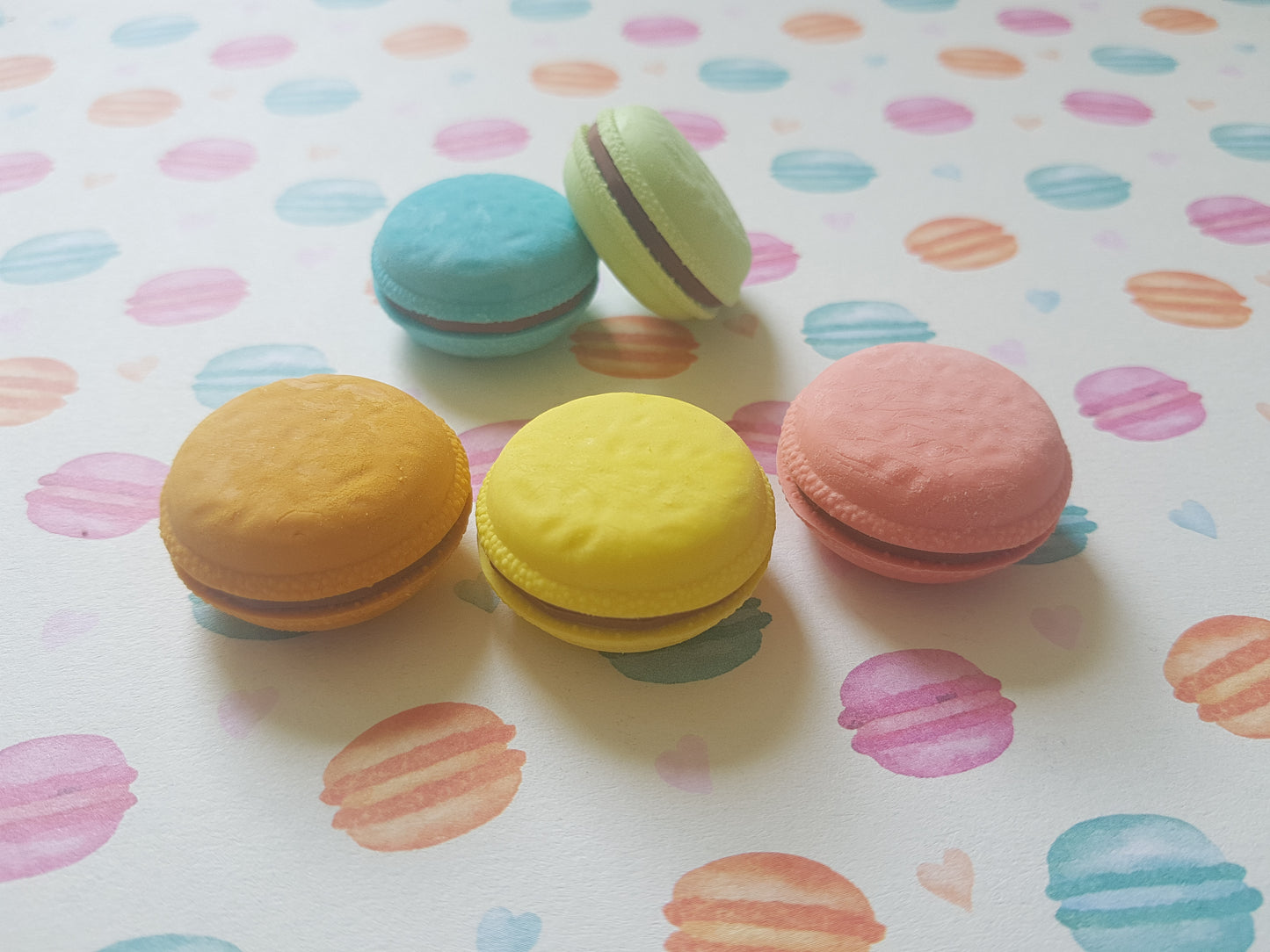 pastel macaron erasers