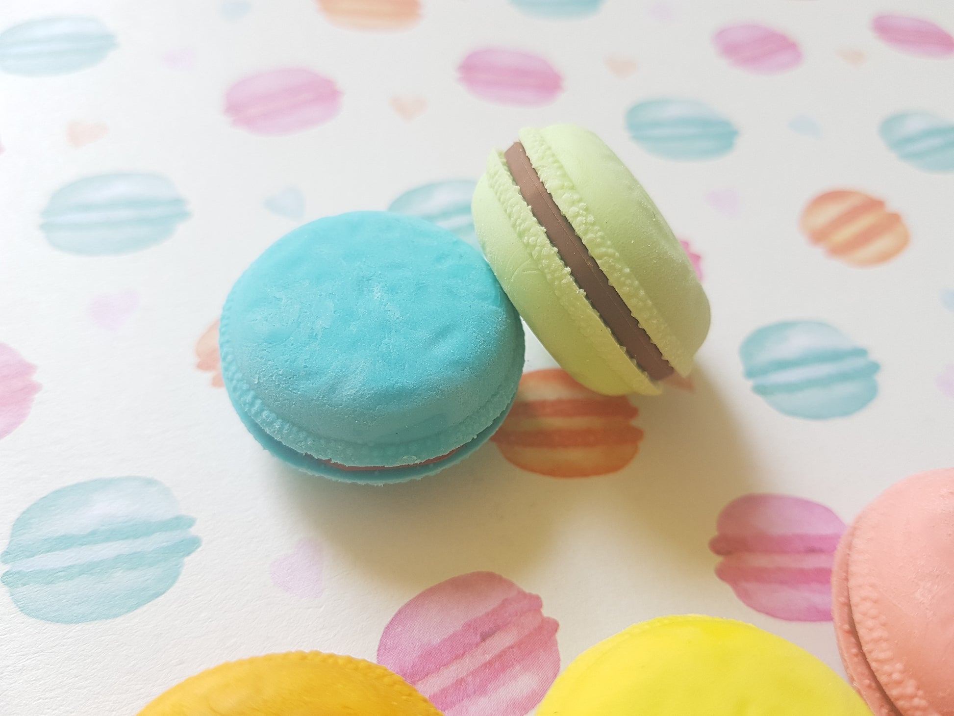 pastel macaron erasers