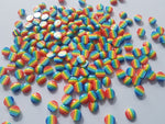 8mm striped resin cabochons - rainbow