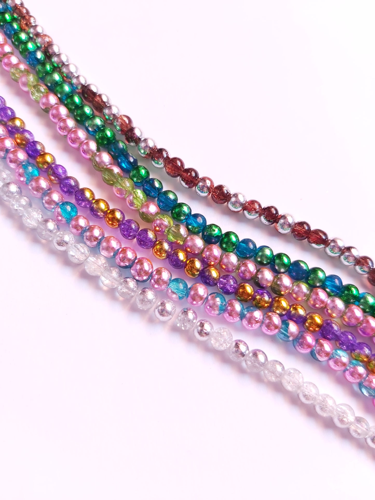 4mm half-plated crackle glass beads