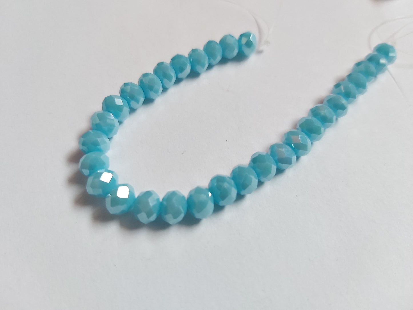 6mm AB plated glass rondelle beads - blue