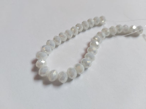 6mm AB plated glass rondelle beads - white