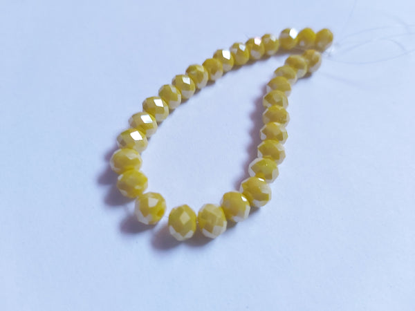 6mm AB plated glass rondelle beads - yellow