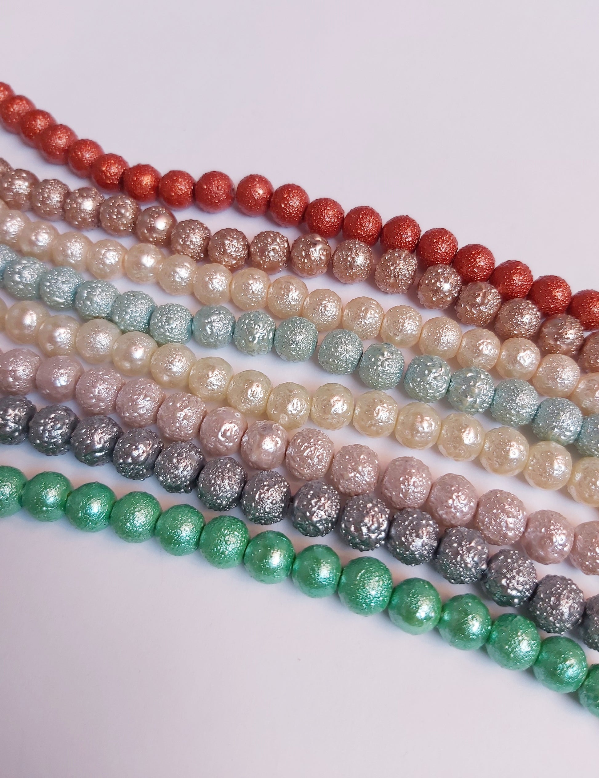 8mm matte effect glass pearl beads