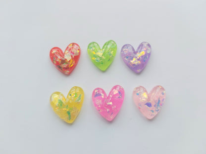 5 x 20mm Sparkle Heart Resin Flatback Cabochons | DIY Crafts, Jewellery, Scrapbooking & Embellishments