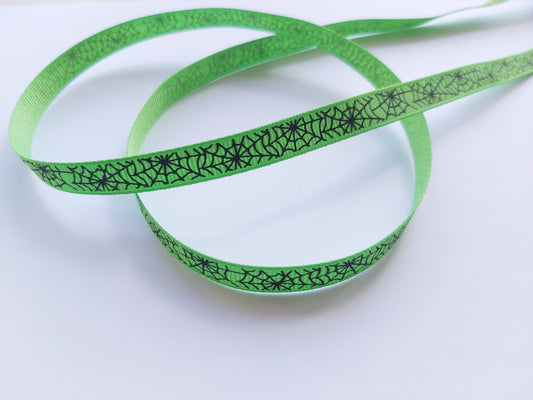 3m printed grosgrain ribbon - spiderweb - green