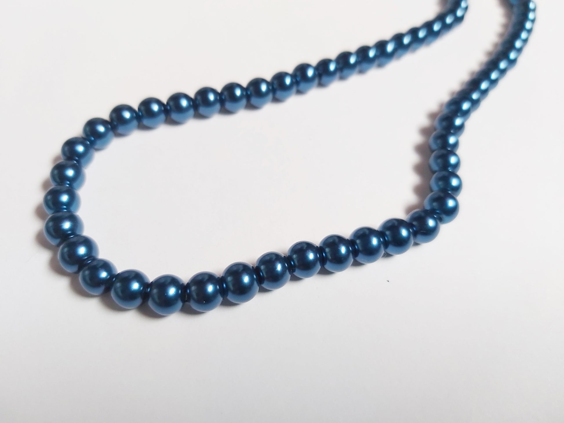 6mm glass pearl beads - royal blue