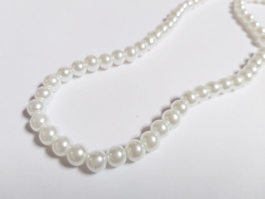 6mm glass pearl beads - white