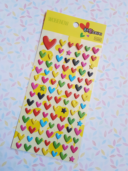 puffy hearts sticker sheet