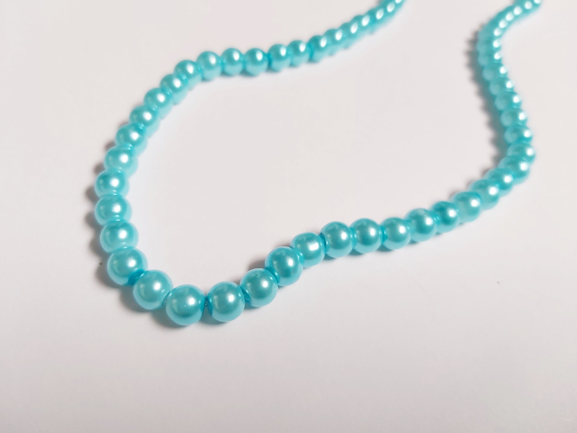 6mm glass pearl beads - sky blue