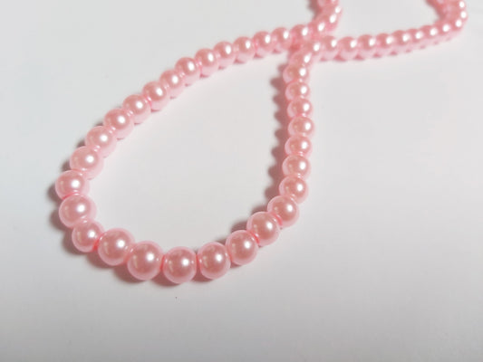 6mm glass pearl beads - light pink