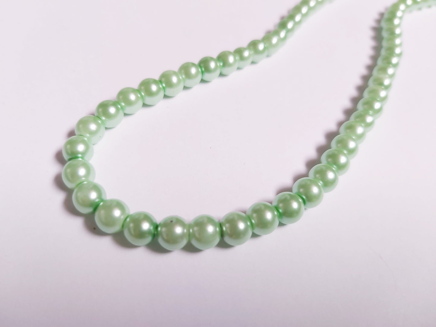 6mm glass pearl beads - spring green