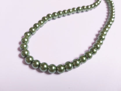 6mm glass pearl beads - sea green