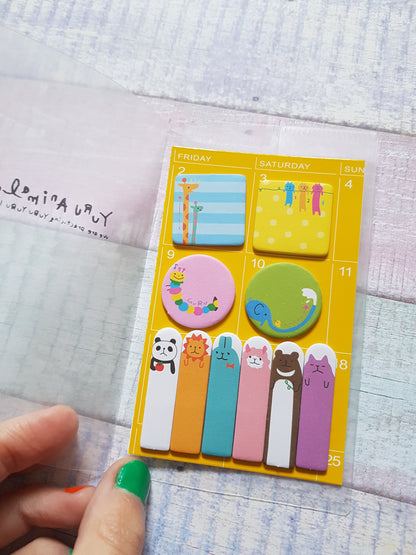 sticky memo tabs set - animals