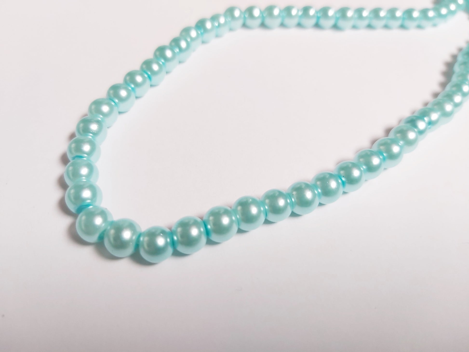 6mm glass pearl beads - light blue