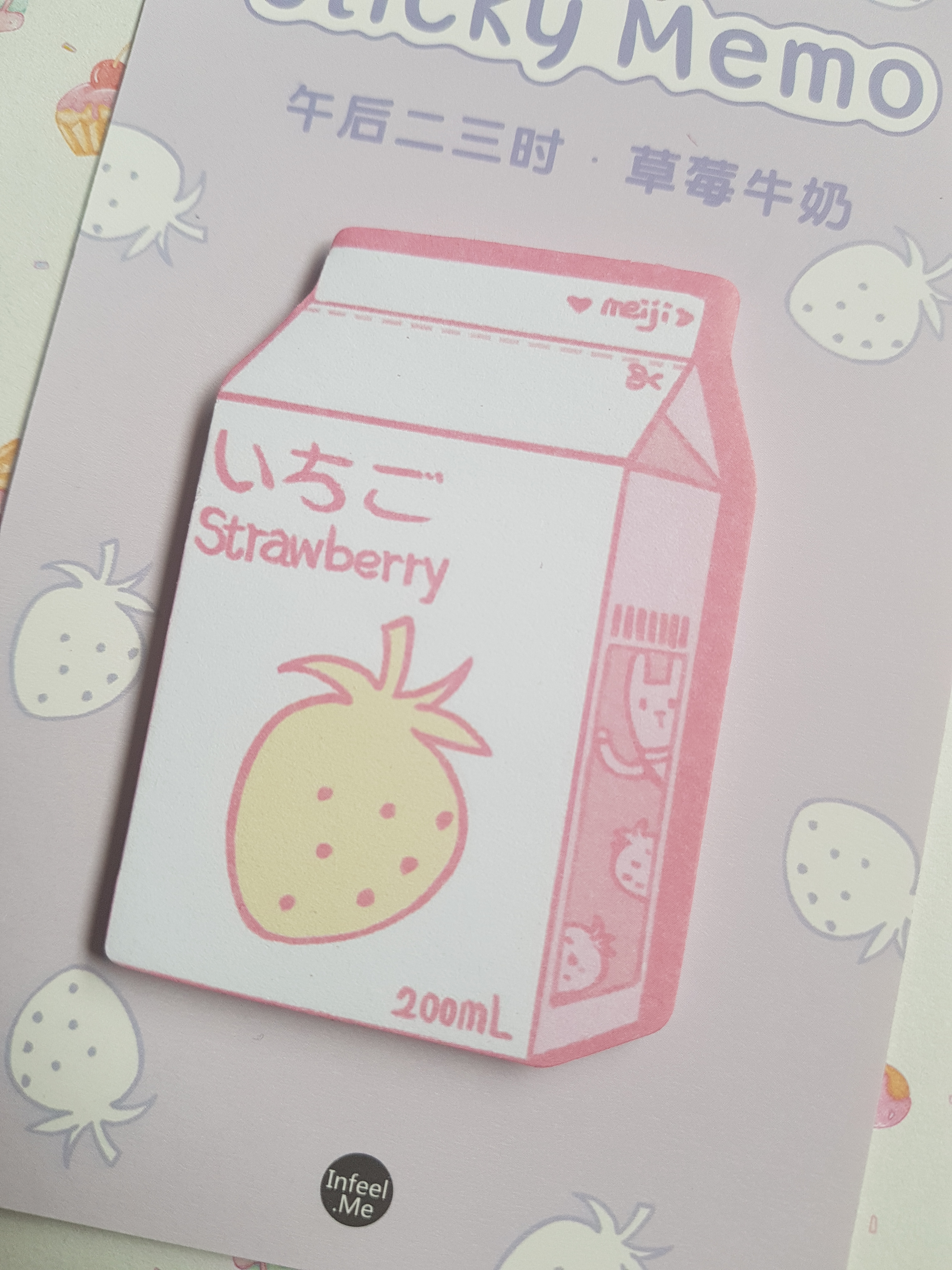 strawberry milk cartoon sticky notes pad