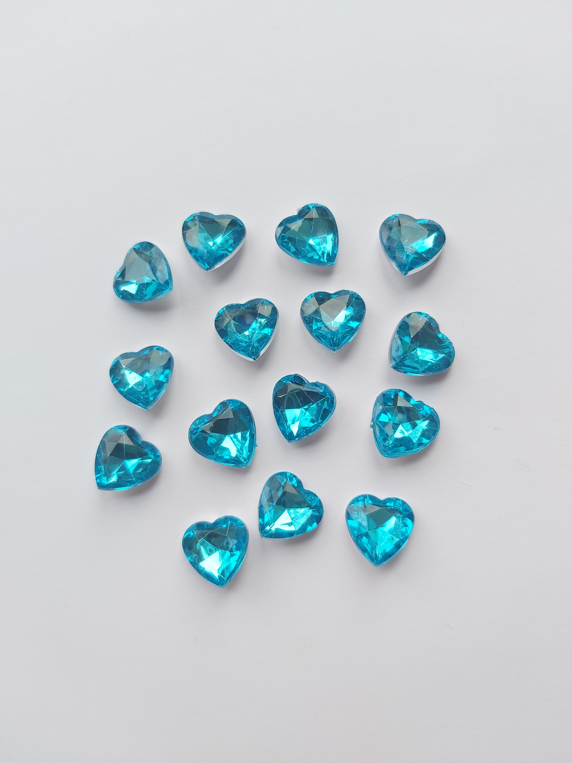 12mm acrylic heart rhinestones - blue