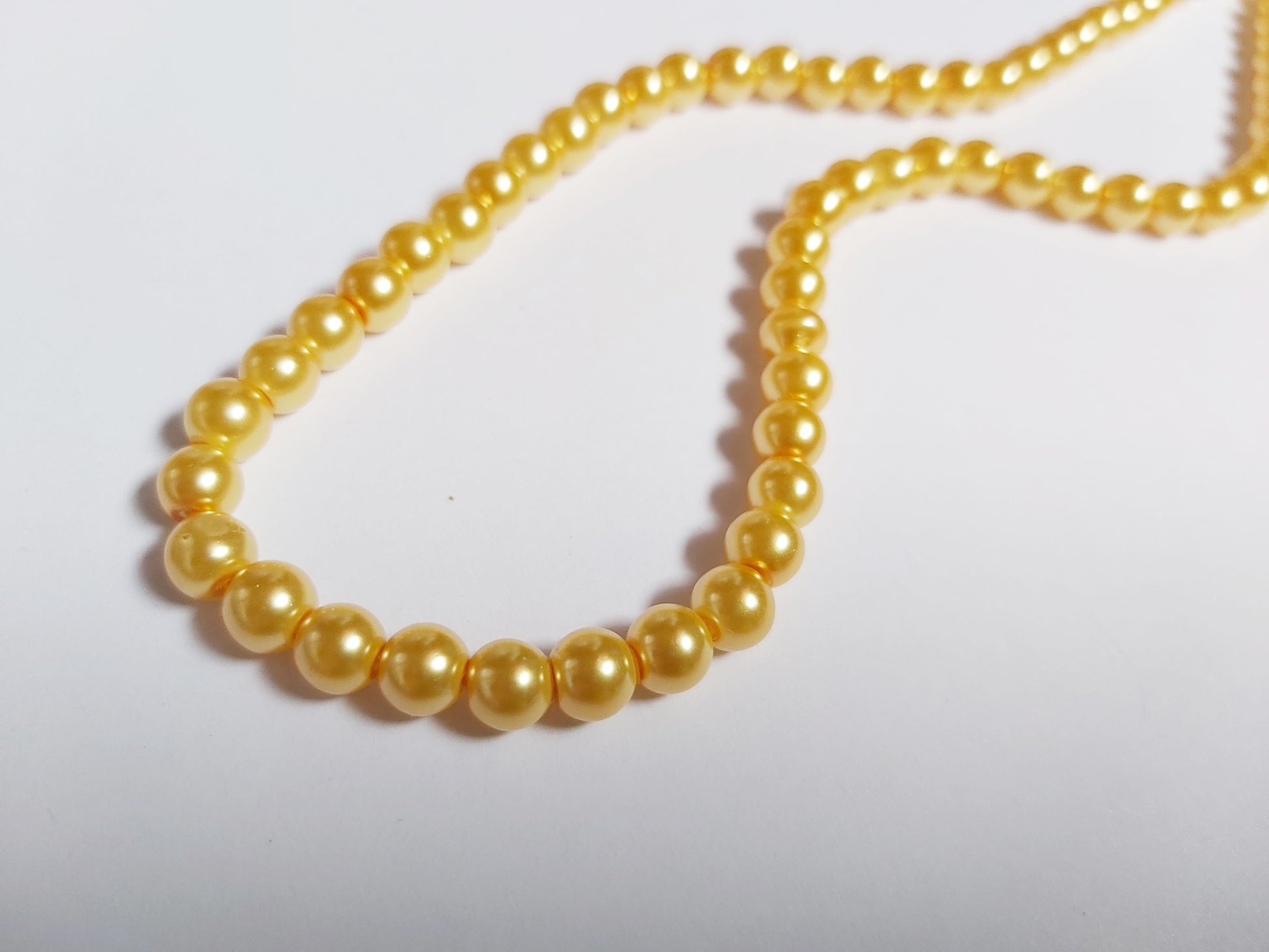 6mm glass pearl beads - gold