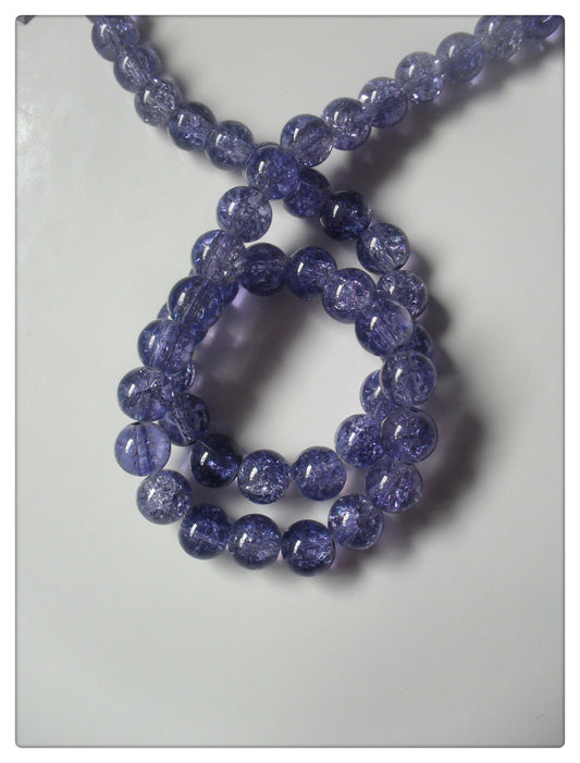 8mm crackle glass beads - amethyst