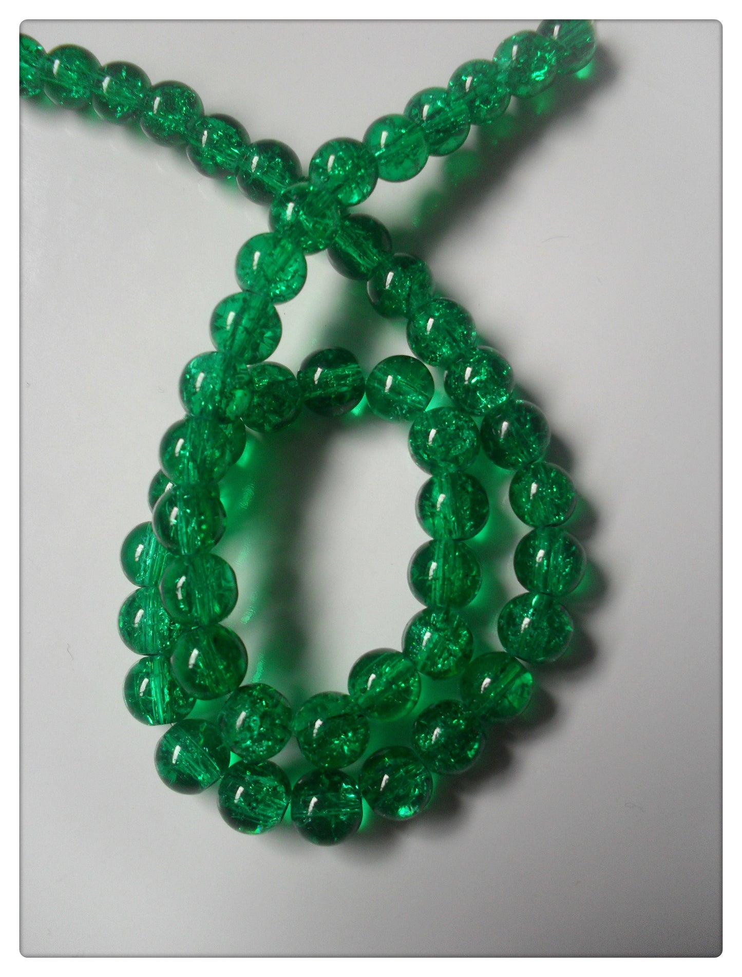 8mm crackle glass beads - green